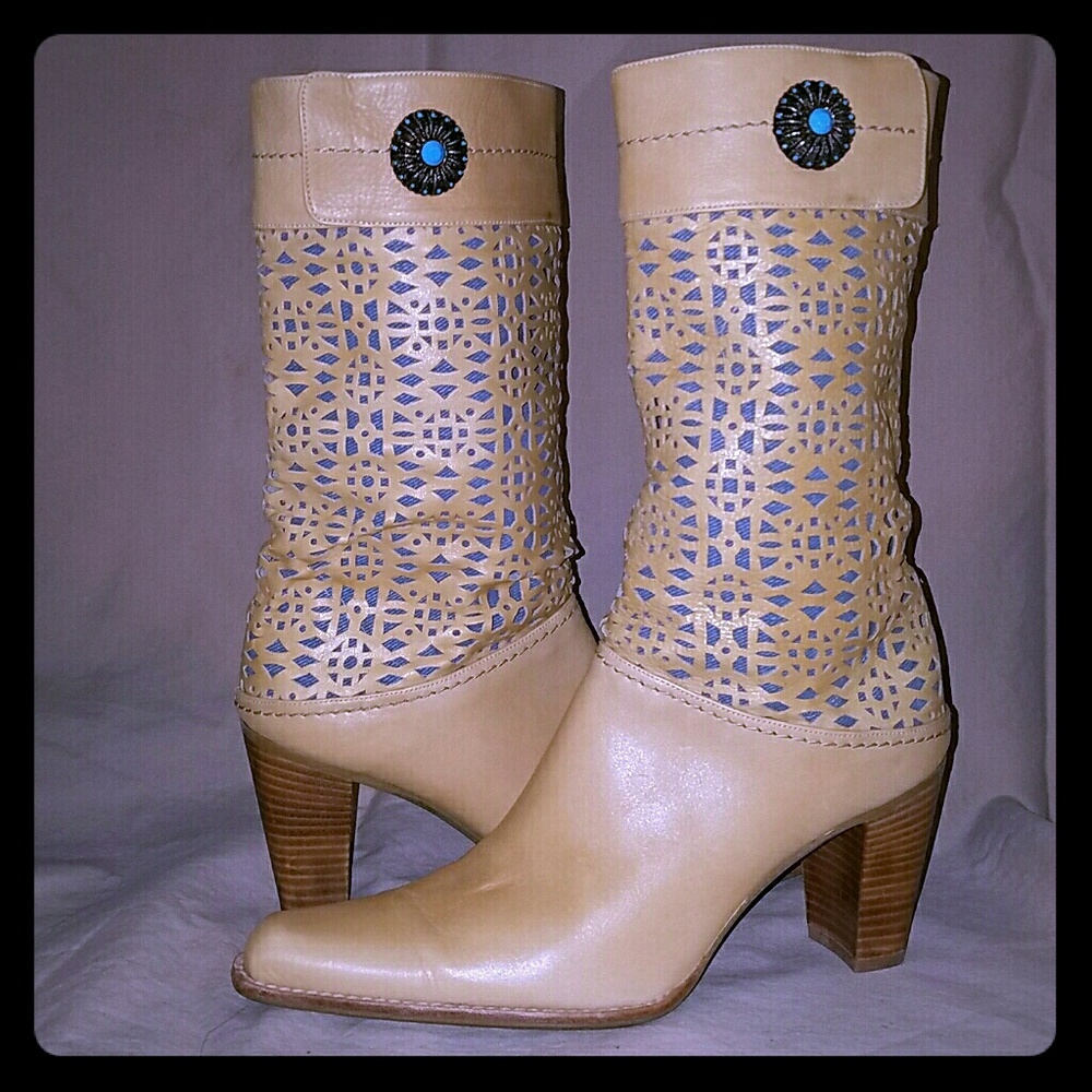 Stuart Weitzman leather boots, tan.